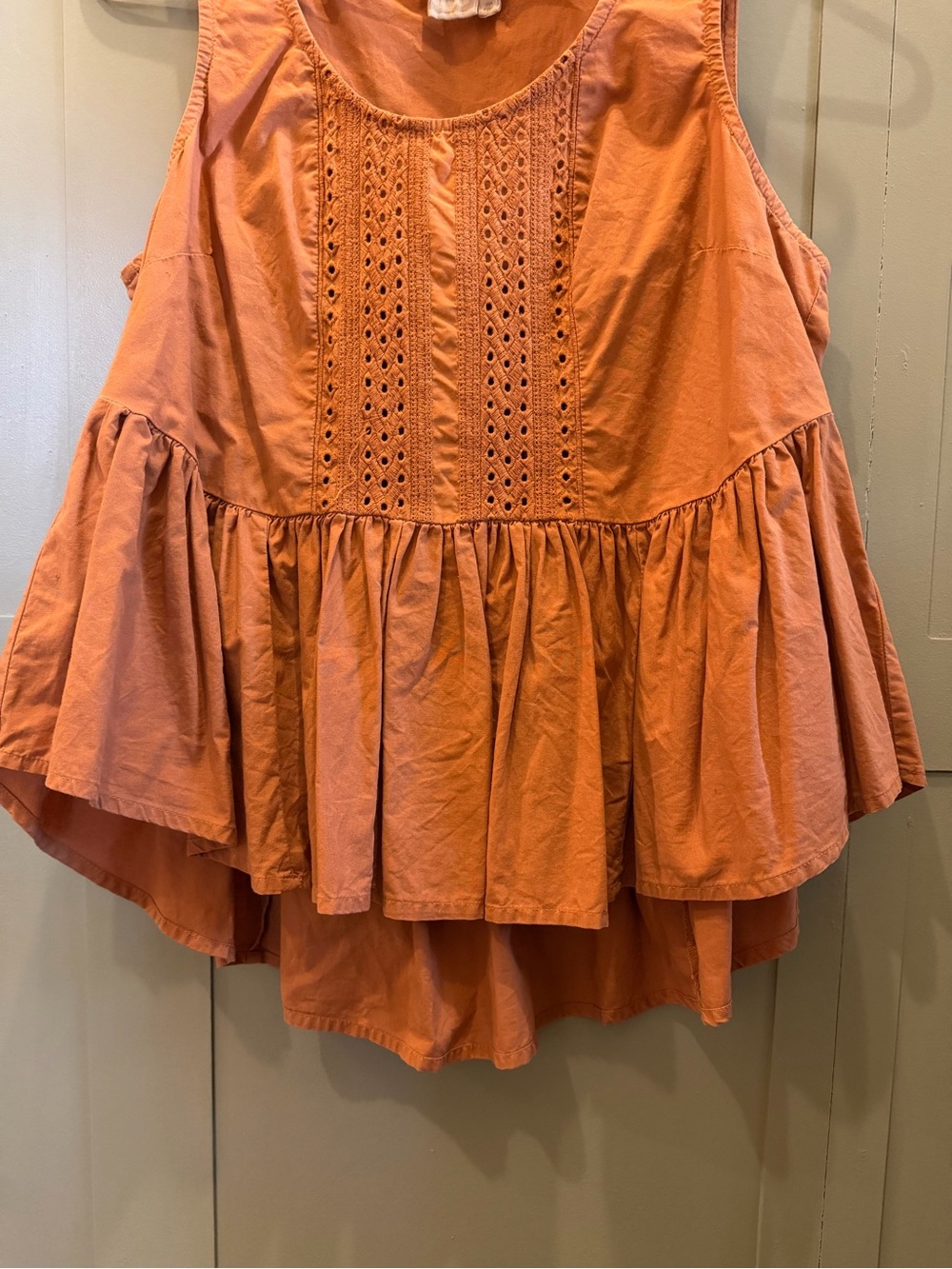 Anthro Rust Eyelet Peplum Tank Top - Picture 3 of 5
